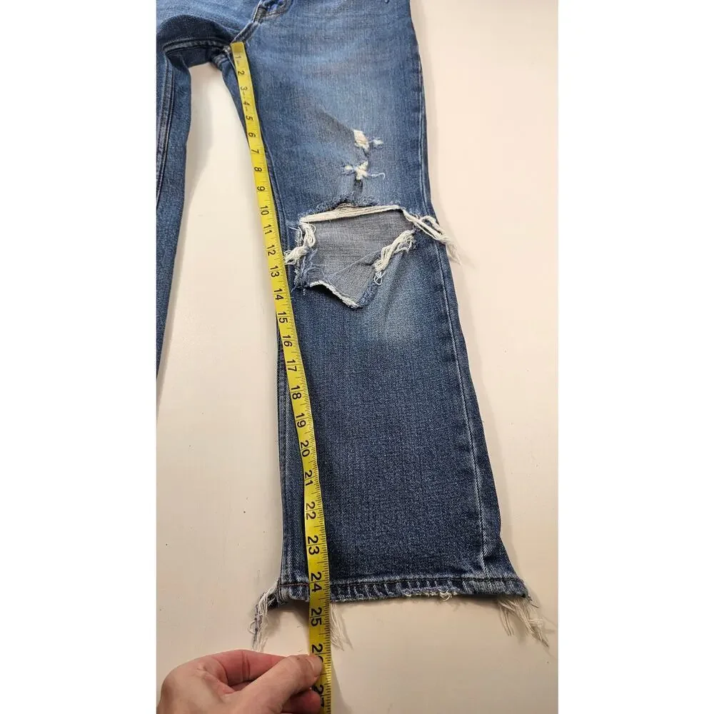 Ankle straight ultra high rise A&F 0S 0 SHORT distressed grunge 90s EUC petite